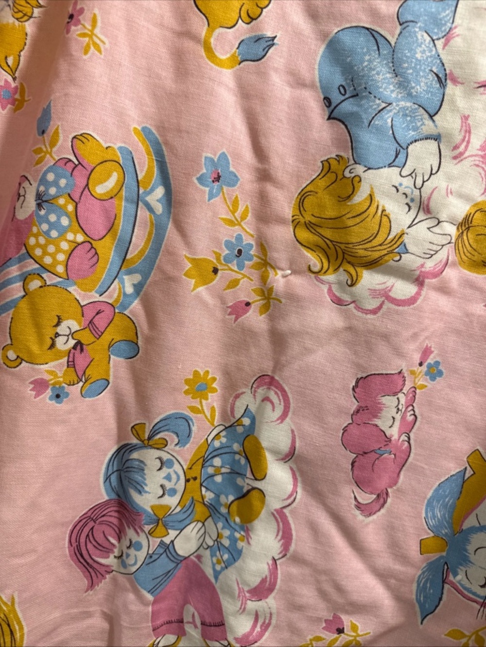Hand-Embroidered Baby Quilt in Light Pink
